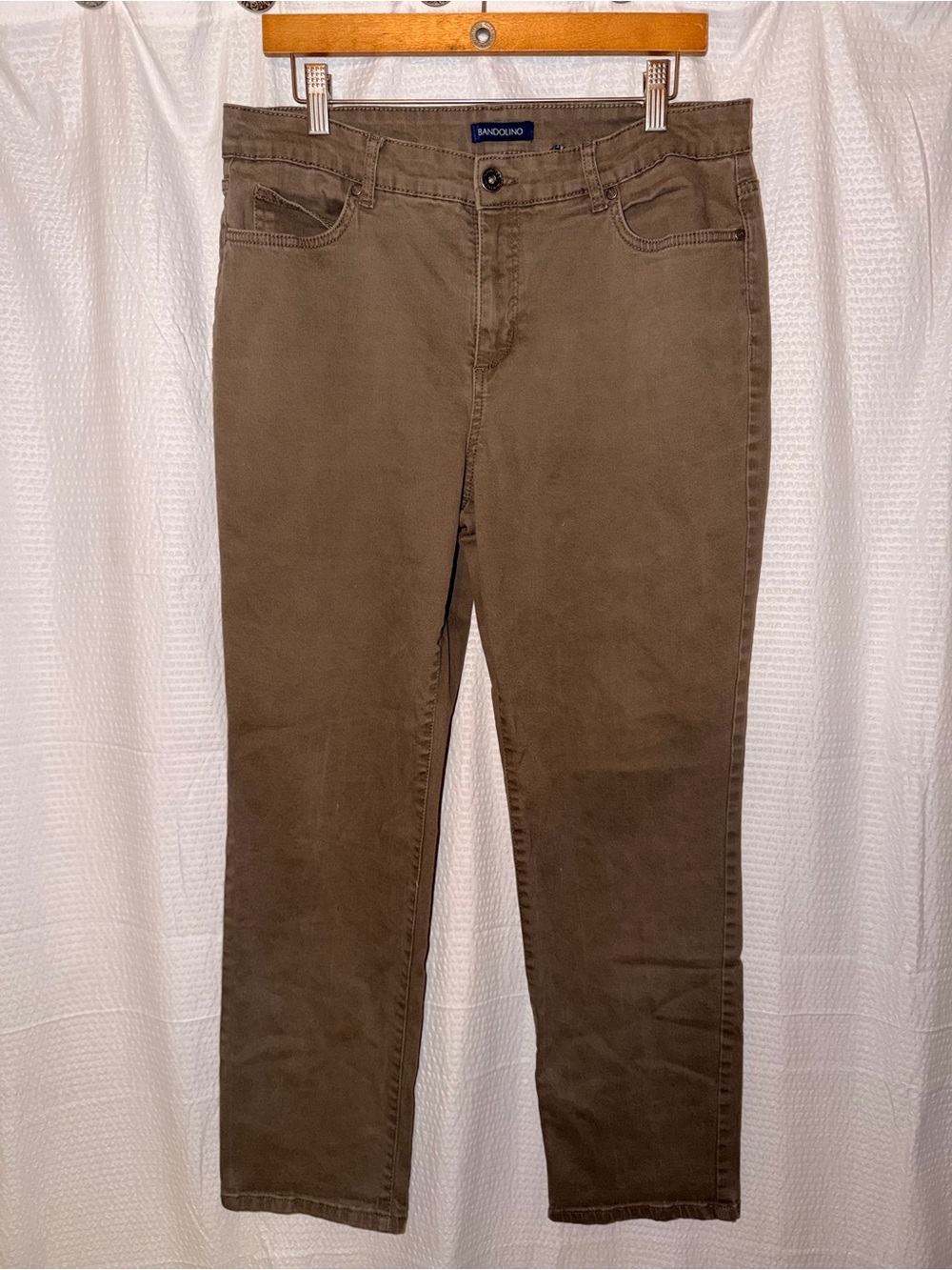 Bandolino Mandie Brown Stretch Straight Leg Pants Size 14 Brown Five Pocket